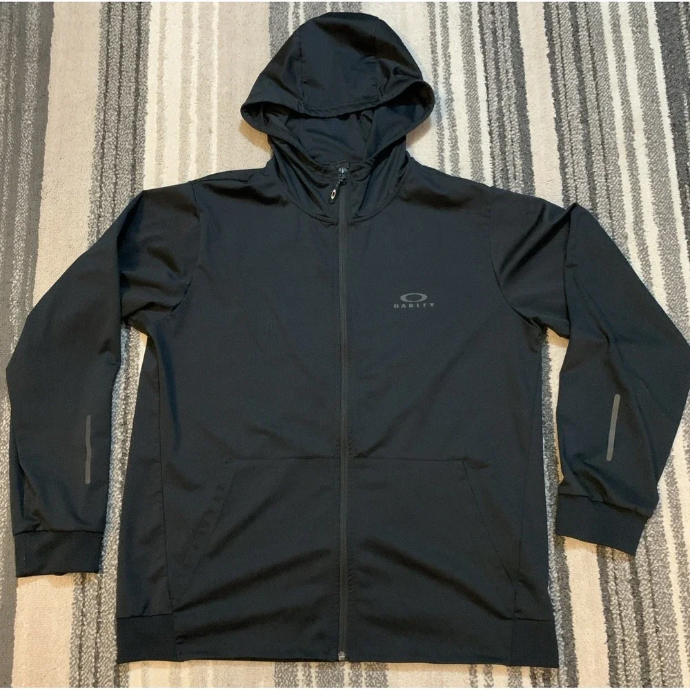 Oakley Jacket‎ Mens Extra Large Black Hooded Full Zip Performance Fit Hydrolix